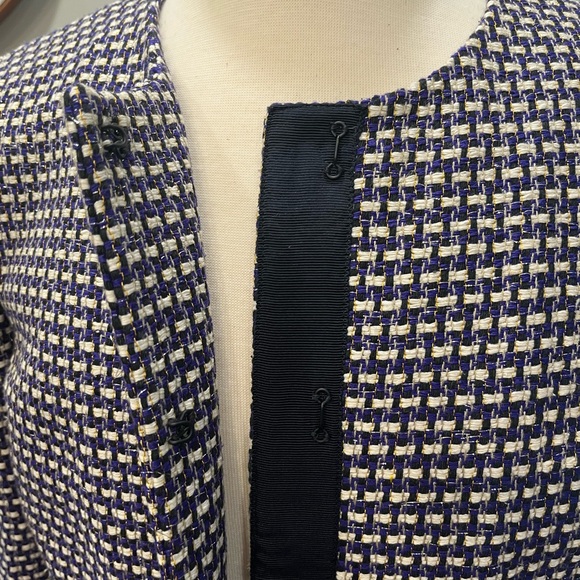 J Crew Womens Silk Tweed Coat Blazer L - Picture 3 of 6